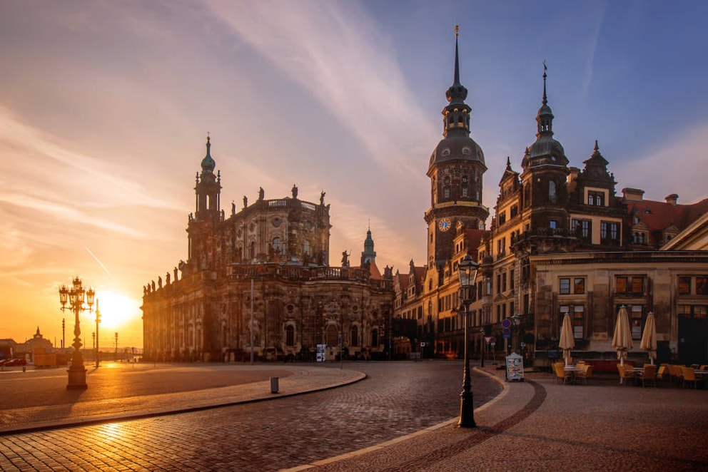 Dresden, Deutschland, Sonnenuntergang