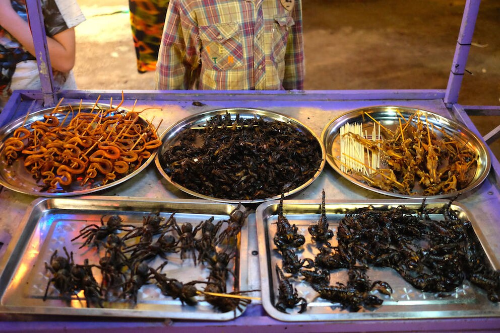 Snacks in Kambodscha: Schlangen, Spinnen, Skorpione