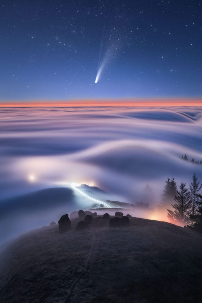 comet above the clouds