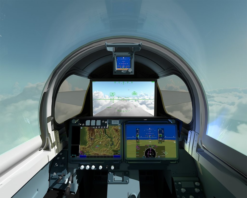 This is what the cockpit of the "Son of Concorde" should look like.  Instead of a large window, there is a 4K monitor facing the front, which transmits images from two cameras mounted on the outside of the aircraft.